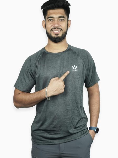 Sports T-Shirts Melange Charcoal Grey Color 1